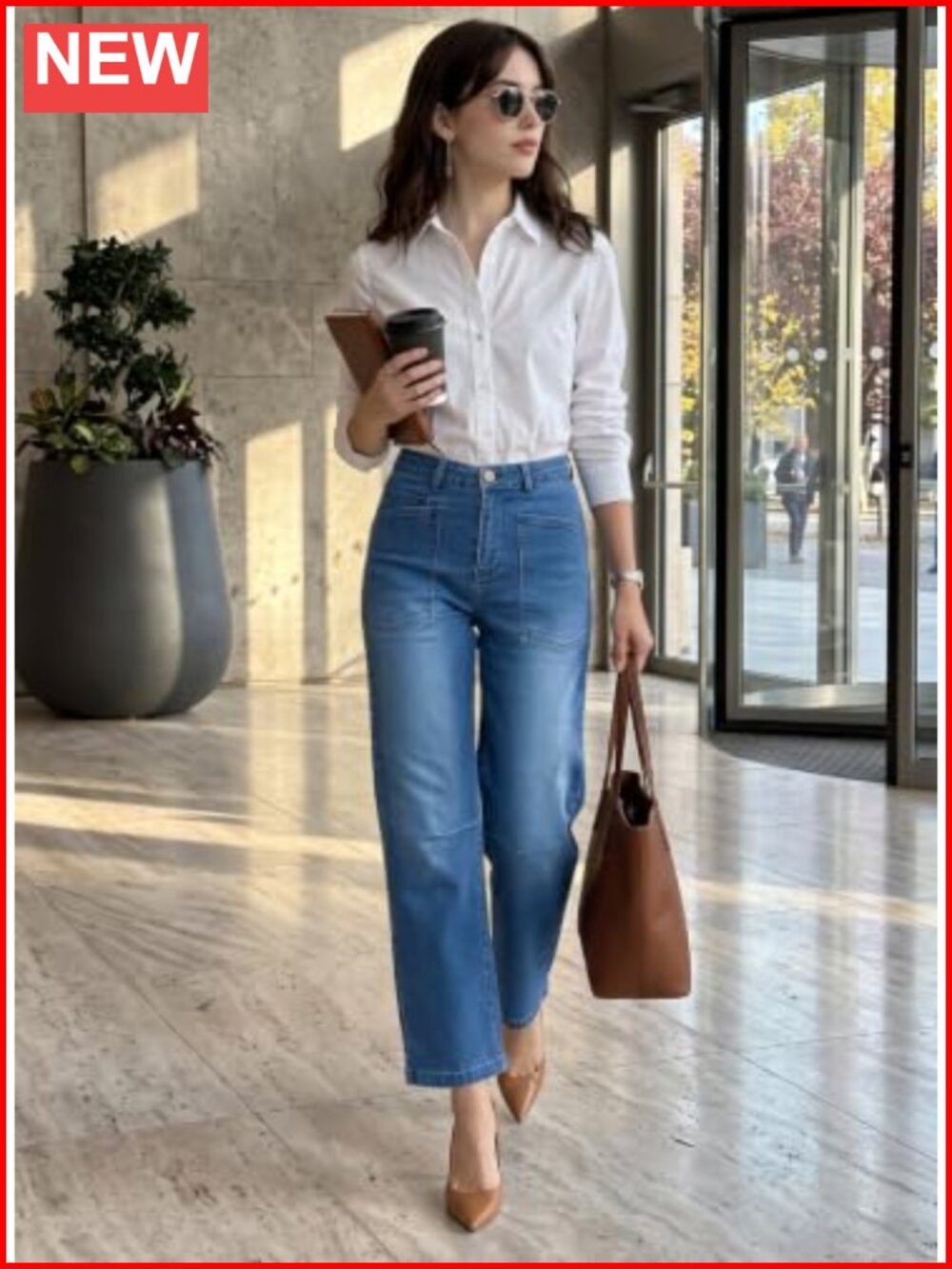 EVALESS Barrel Jeans Baggy Stretchy Cropped Denim Pants - Picture 4 of 6